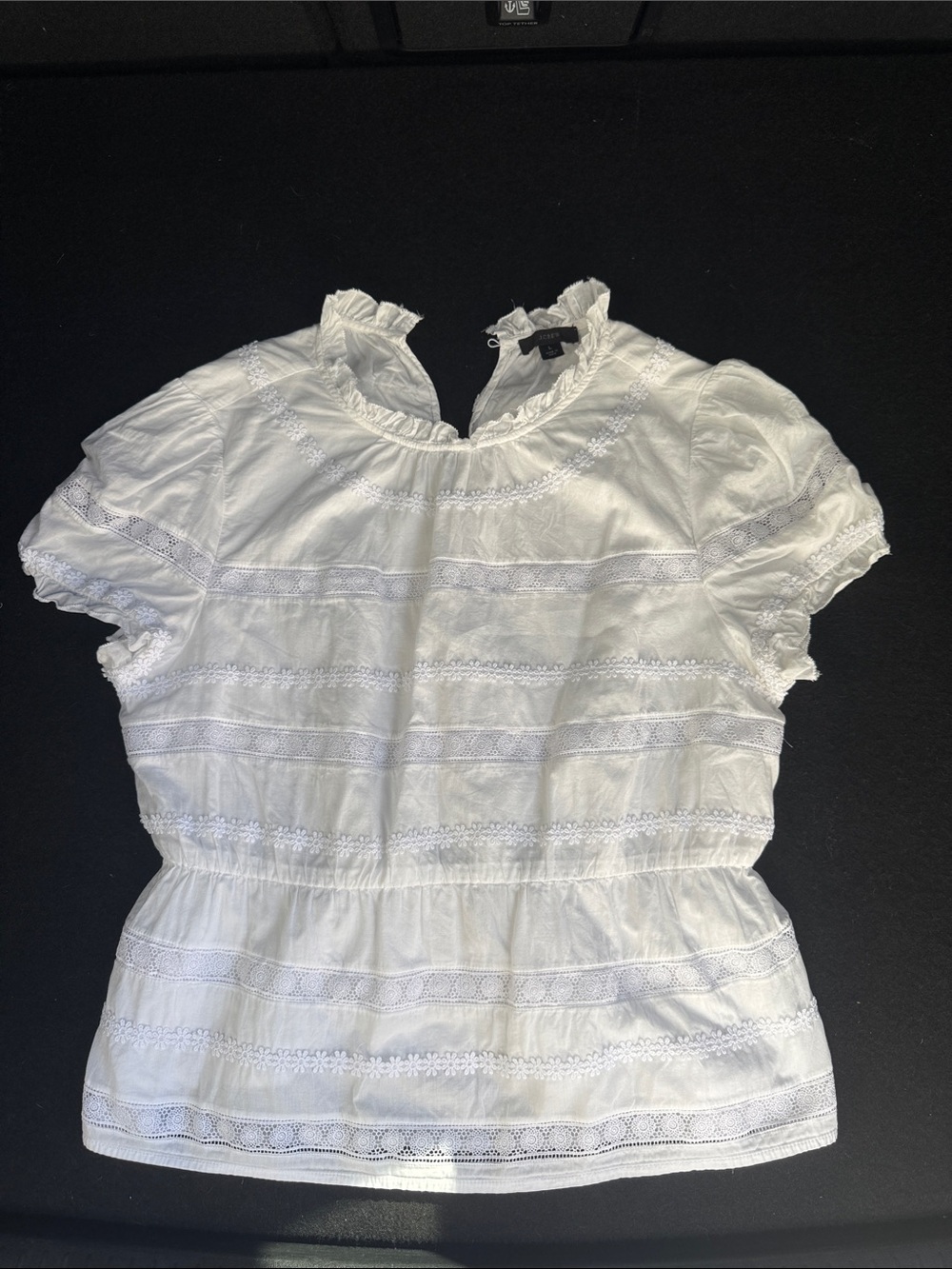 J. Crew White Lace-Trim Peasant Blouse for women